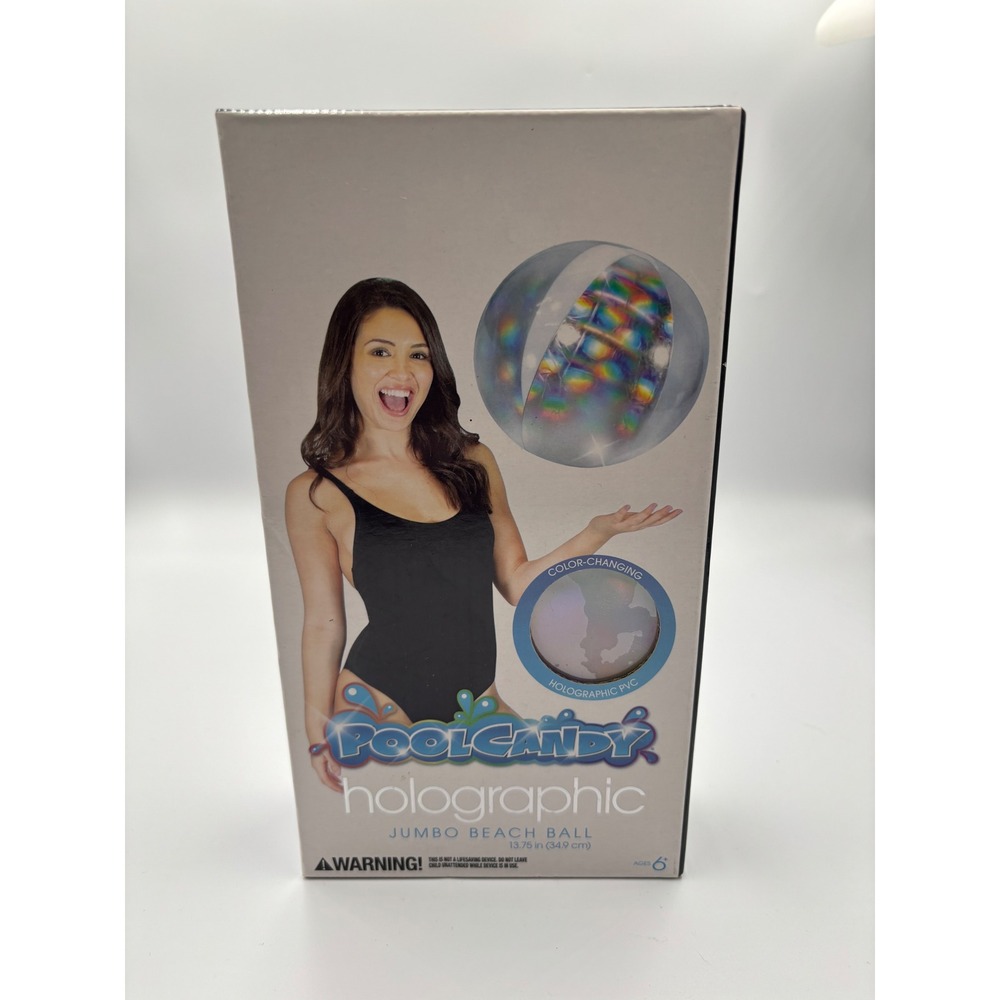 PoolCandy Holographic Jumbo Beach Ball Color Changing‎ PVC 13.75" PC1200HG New